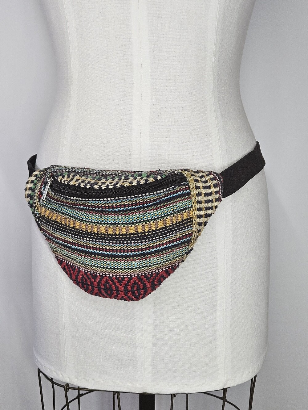 Belt Bag 33-44" Crossbody Artisan Woven Festival Sling Waist Pack Hippie Tribal